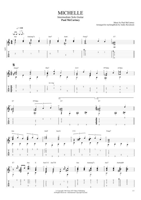 michelle solo guitar tabs